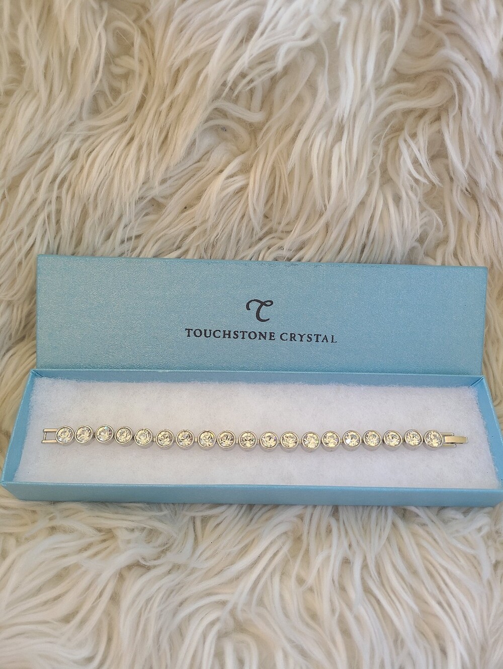 Touchstone Crystal Silver Clear Round Crystal Ice Bracelet- Excellent Condition